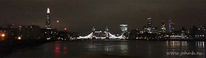My photo postcard of Tower Bridge and The Shard building from Bermondsey Wall, London