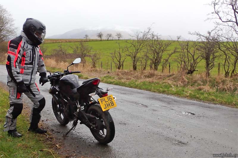 Ninja Z250SL with snow on Blencathra