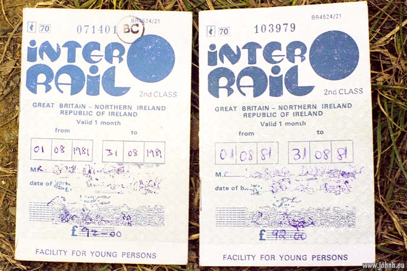 Our Inter Rail tickets, August 1981